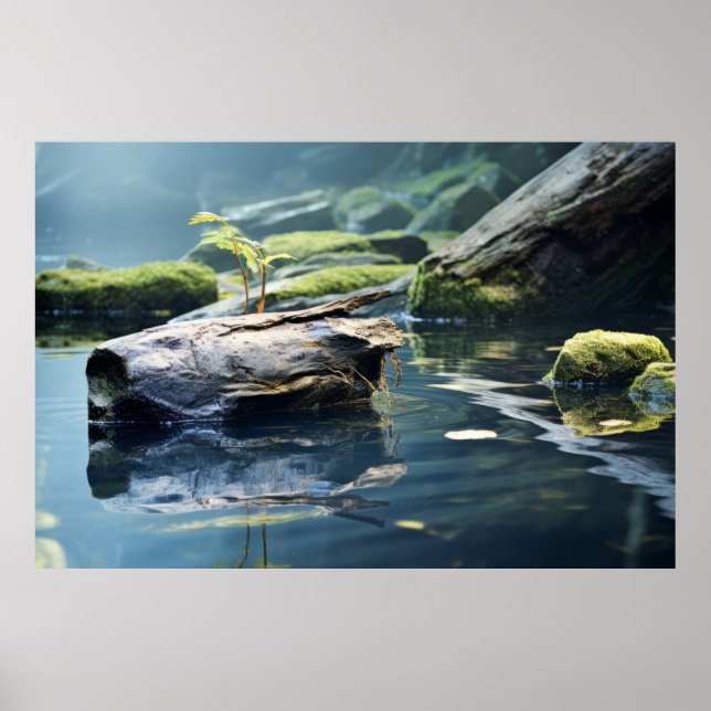 Póster Jóvenes plantas de agua tranquilas (Frente)