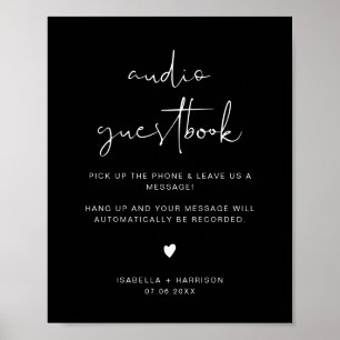 Póster JOVI Edgy Black Audio Guestbook Boda Rótulo