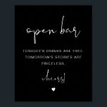 Póster JOVI Edgy Black Boho Funny Open Bar Rótulo<br><div class="desc">Este signo de barra abierta cuenta con un tipo de letra manuscrito denso y un diseño minimalista moderno con una combinación de colores negros y blancos. Cambie fácilmente el tipo de letra y el color de fondo para que coincidan con el evento. Es perfecto para un boda, una ducha de...</div>