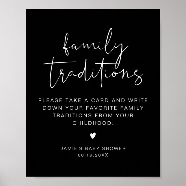 Póster JOVI Edgy Black Family Traditions Baby Shower (Frente)