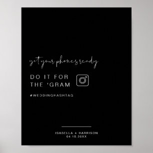 Póster JOVI Edgy Black Instagram Hashtag Boda Rótulo