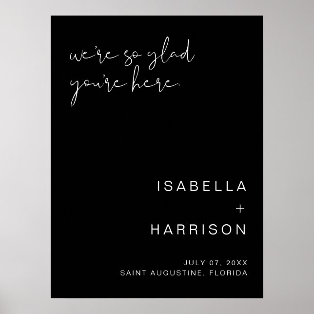 Póster JOVI Edgy Black Modern Boda Poster de bienvenida (Frente)