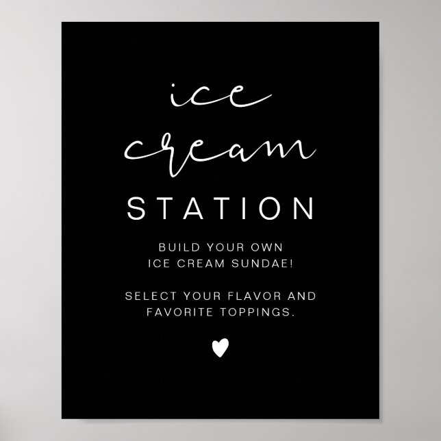 Póster JOVI Edgy Black Modern Ice Cream Station Poster (Frente)