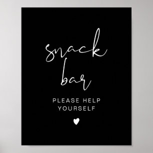 Póster JOVI Edgy Black Modern Snack Bar Poster