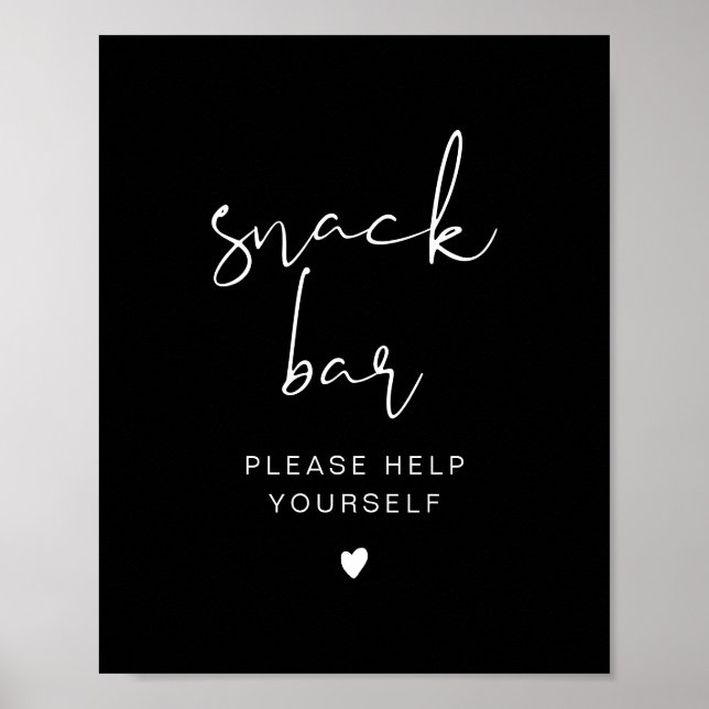 Póster JOVI Edgy Black Modern Snack Bar Poster (Frente)