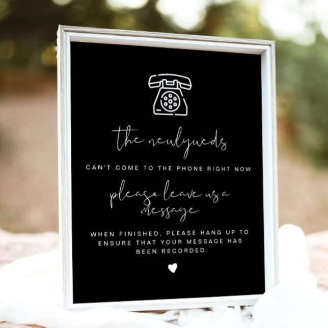 Póster JOVI Edgy Black Modern Telephone Guestbook Rótulo (Subido por el creador)