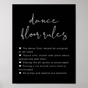 Póster JOVI Edgy Boda negro Rótulo de reglas de baile