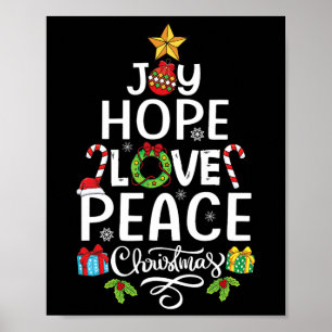 Póster Joy Hope Love Peace Christmas Tree Family Xmas Men