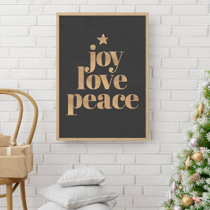 Póster Joy Love Peace   Navidades Minimalistas con elegan