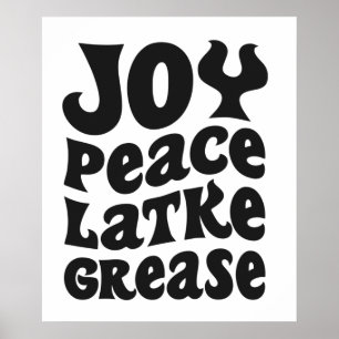 Póster Joy Peace Latkes Grasa Grasa Divertido judío Hanuk