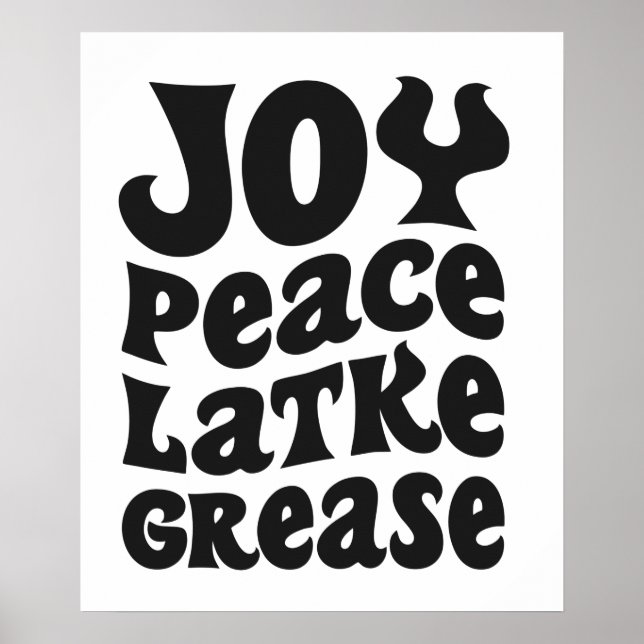 Póster Joy Peace Latkes Grasa Grasa Divertido judío Hanuk (Frente)