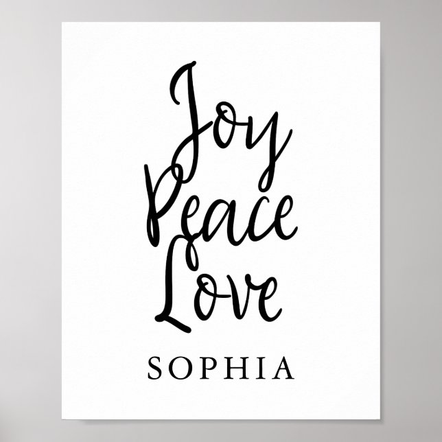 Póster Joy Peace Love Inspirational Quote (Frente)