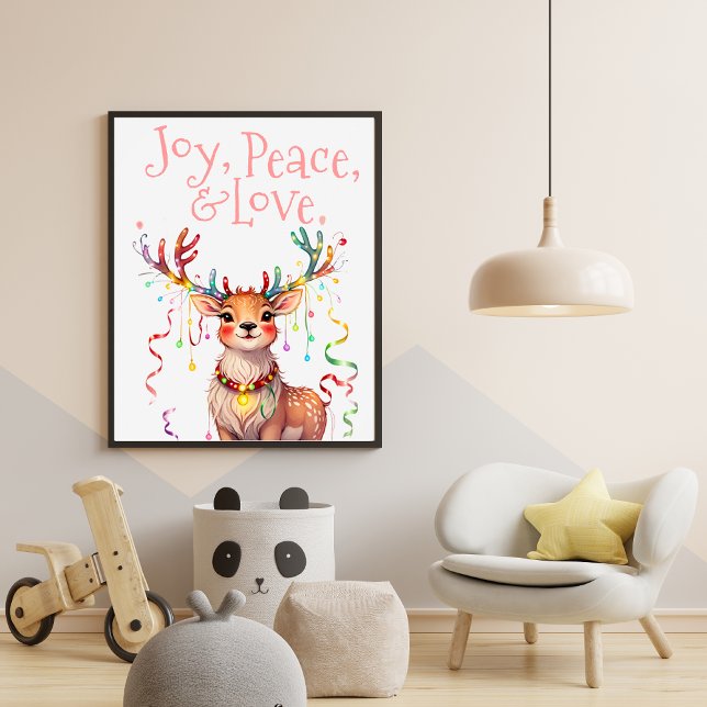 Póster Joy Peace Love Reindeer Holiday Festimes Luces (Subido por el creador)