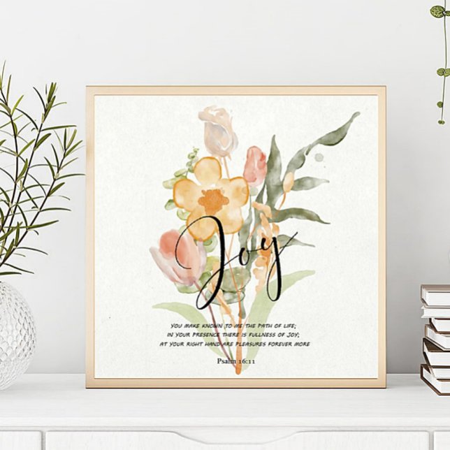 Póster Joy-Psalm 16:11 naranja floral (Subido por el creador)
