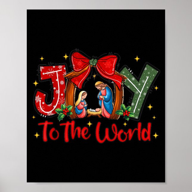 Póster Joy To The World Christian Christmas Coquette Oh H (Frente)