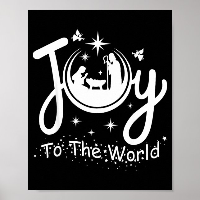 Póster Joy To The World Jesus Christmas Nativity Scene Fa (Frente)