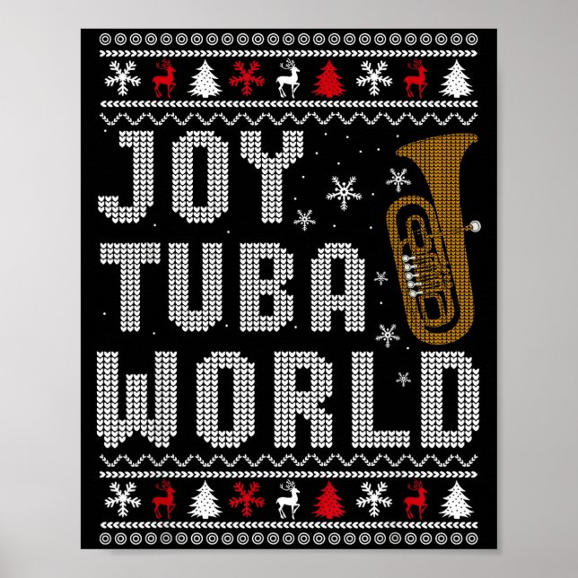 Póster Joy Tuba World Funny Music Lover Ugly Christmas Sw (Frente)