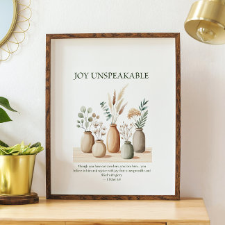 Póster Joy unspeakable, floral Christian wall art