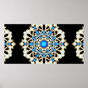 Póster joyas de broche de Mandala, elemento de diseño. Di