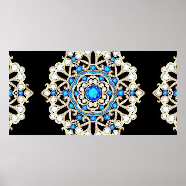 Póster joyas de broche de Mandala, elemento de diseño. Di (Frente)