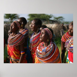 Póster Joyas de cuentas de semillas de Massai en Kenia