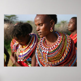 Póster Joyas de cuentas de semillas de Massai en Kenia