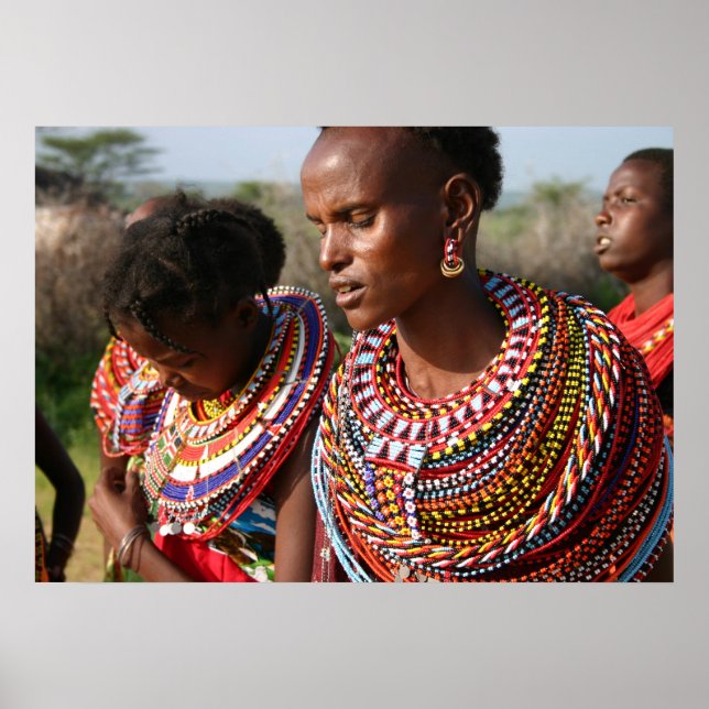 Póster Joyas de cuentas de semillas de Massai en Kenia (Frente)