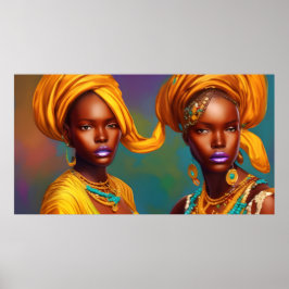 Póster joyas de oro de princesas africanas