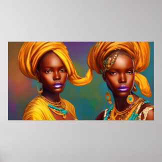 Póster joyas de oro para mujeres princesa africana