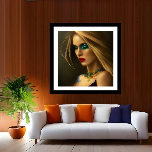 Póster Joyas doradas bronce Mujeres rubias azul fantasía  (Subido por el creador)