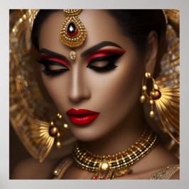 Póster Joyas egipcias exóticas mujeres con la cabeza roja