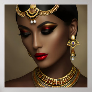 Póster Joyas exóticas egipcias mujeres hermosas oro perla