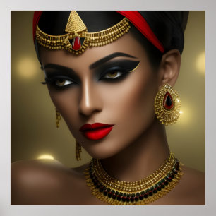 Póster Joyas exóticas egipcias mujeres hermosas oro rojo 