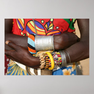 Póster Joyas samburu en Kenia, África