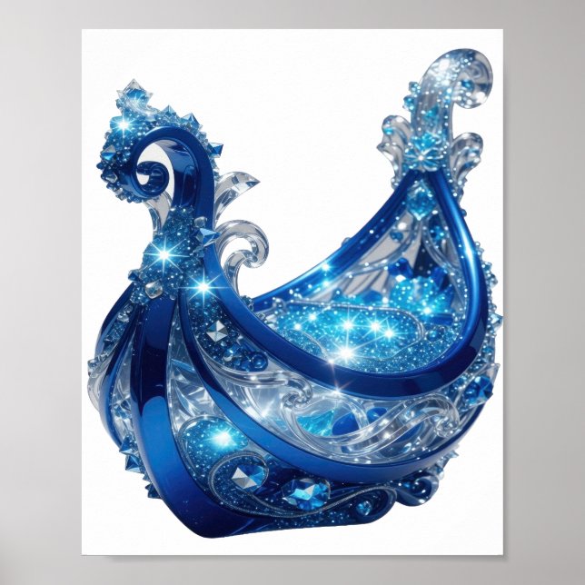 Póster Joyería de plata chic azul (Frente)