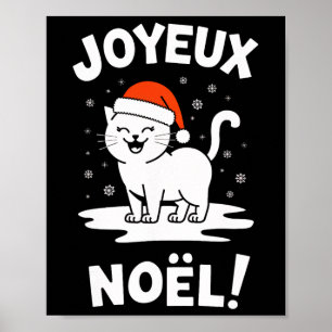 Póster Joyeux Noël Khao Manee Navidades de gato blanco Sa