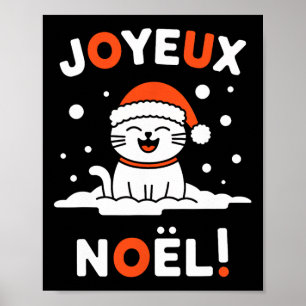 Póster Joyeux Noël Khao Manee Navidades de gato blanco Sa