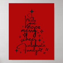 Joyful Holiday Tree - Typography Art Festive Words