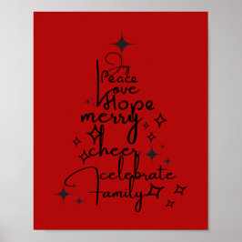 Póster Joyful Holiday Tree - Typography Art Festive Words