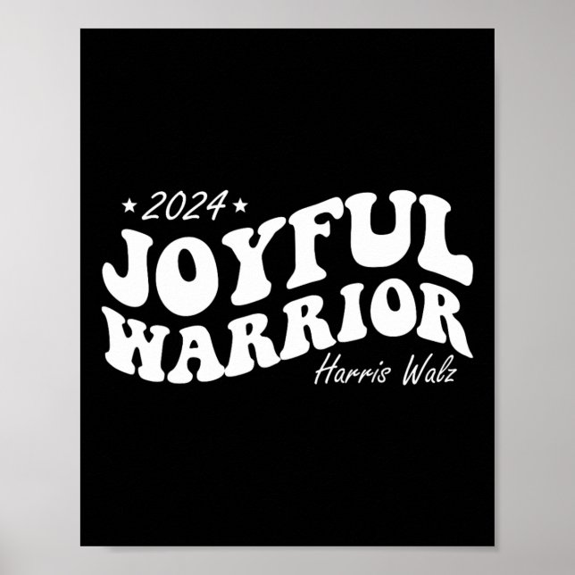 Póster Joyful Warrior Kamala Harris Tim Walz 2024 Groovy (Frente)