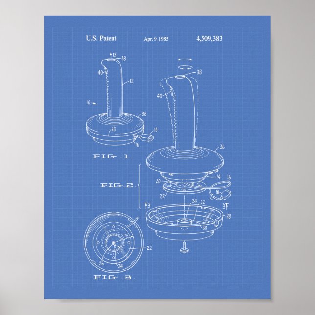 Póster Joystick Controller 1985 Patent Art Blueprint (Frente)
