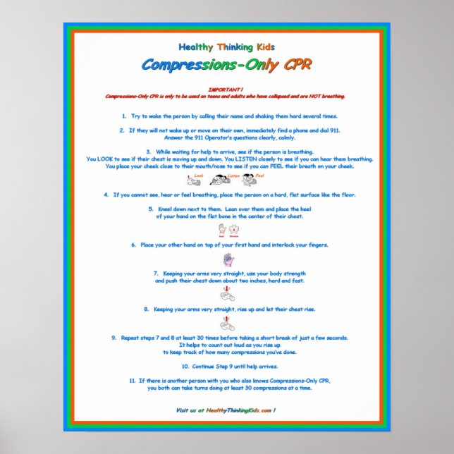 Póster Jr. Poster de RCP sólo para compresiones de escuad (Frente)