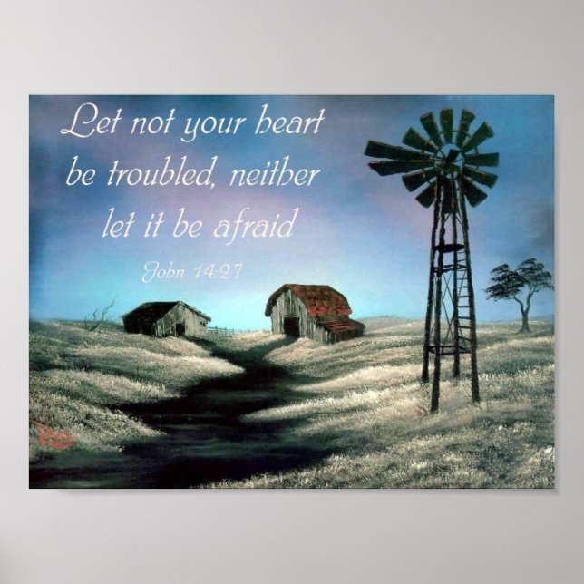 Póster Juan 14:27 Verso de la Biblia Cristiana (Frente)