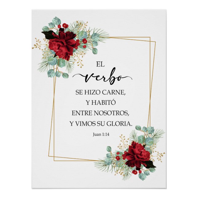 Póster Juan 1:14 Spanish bible verse (Anverso)