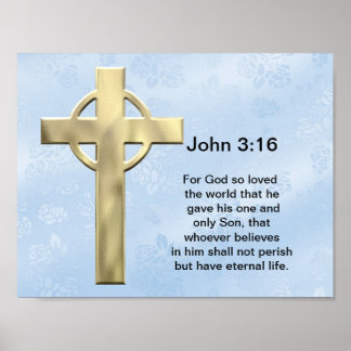 Póster Juan 3:16 (azul)