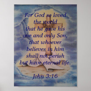 Póster Juan 3:16 con la cruz