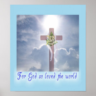 Póster Juan 3:16, Cruz en las nubes