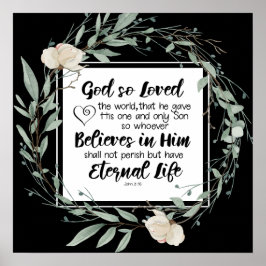 Póster Juan 3:16 Dios amó el Verso de la Biblia Mundial
