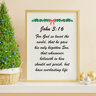 Póster Juan 3:16 Dios amó tanto al mundo guirnalda de Nav