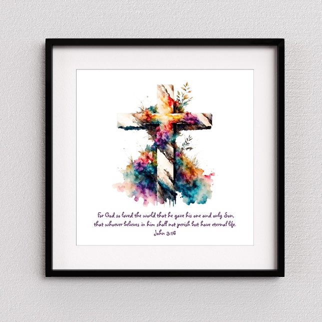 Póster Juan 3:16 Escritura cruza la Biblia Cristiana Vers (Subido por el creador)